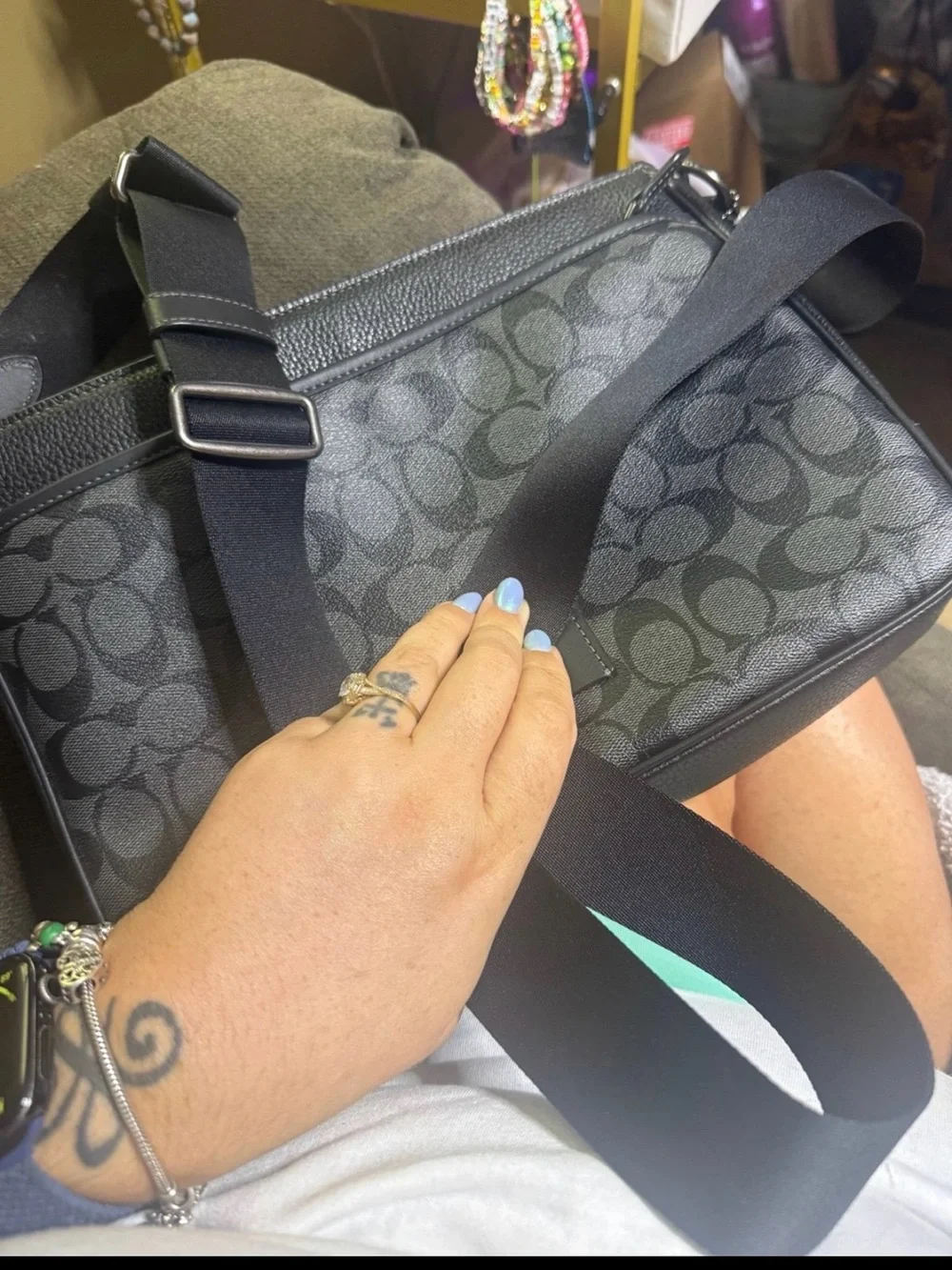 Coach Signature Canvas Clutch in Black and Gray